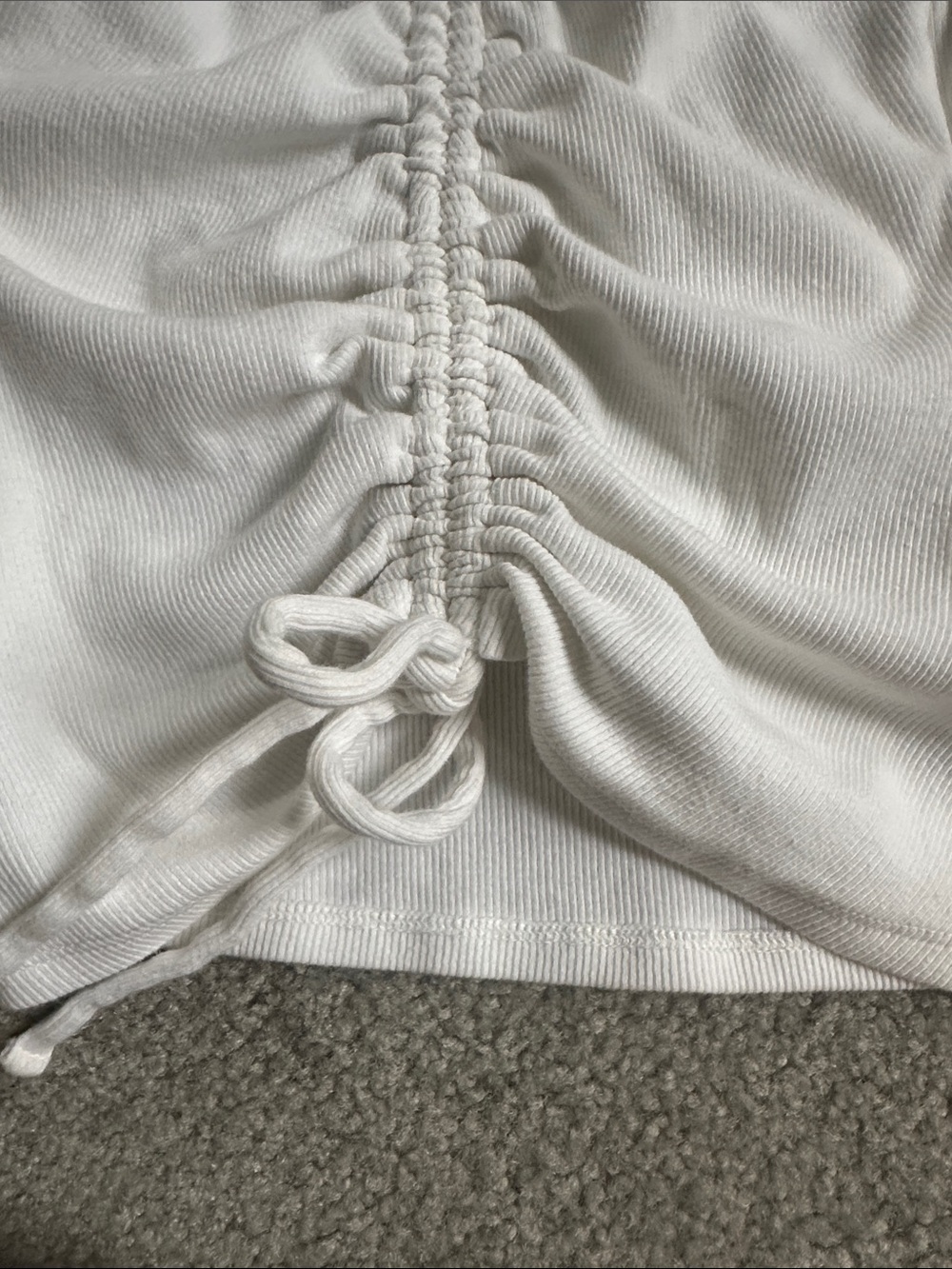 Express White Ruched Front Ruffle Sleeve Top - Picture 3 of 8